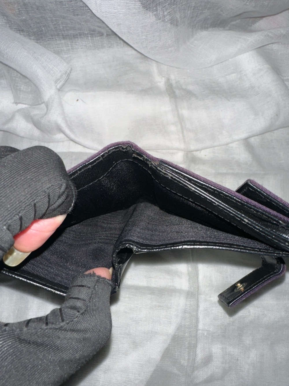 Prada Purple Nylon Triangular Logo Wallet with Silver/Gold Hardware - Picture 7 of 13